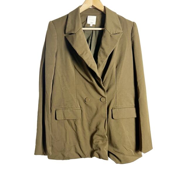 Favorite Daughter The Suits You Olive Khaki Double Breasted Blazer Jacket Size M - Picture 5 of 15
